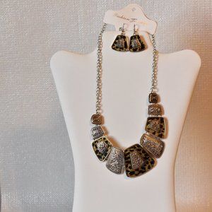Leopard Print Necklace with Earrings